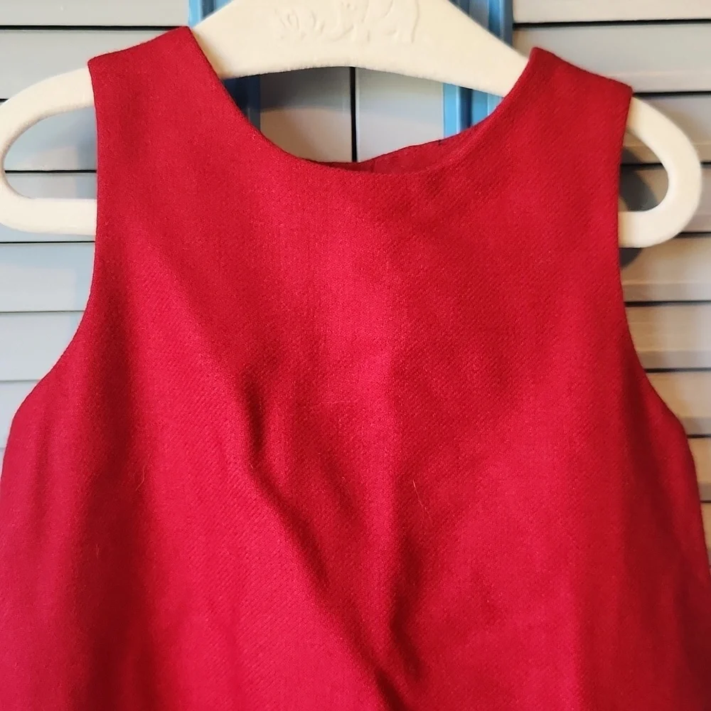 Jacadi Paris Red Wool Plaid Pleated Dress